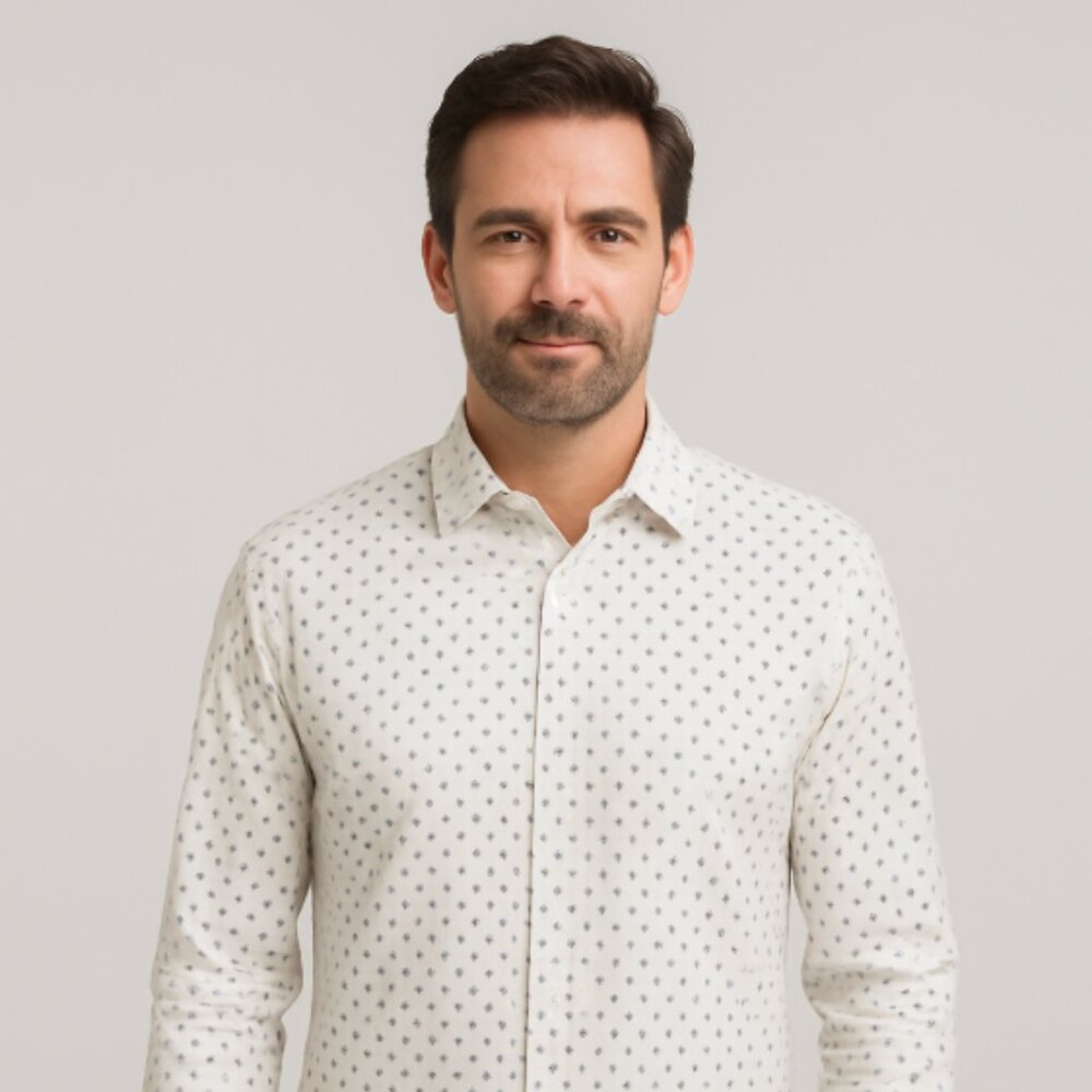Banana Republic Men's White Blue Long Sleeve Shirt Standard Fit Large